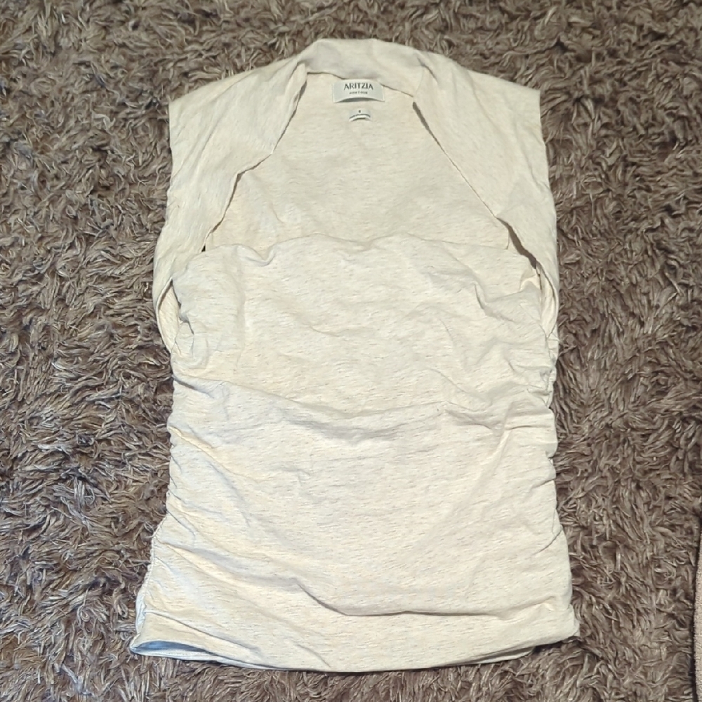 Aritzia Cream Contour Flourish Top